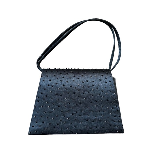 Vintage Sasha Black Beaded Crossbody Carry Evening Bag - Picture 3 of 10